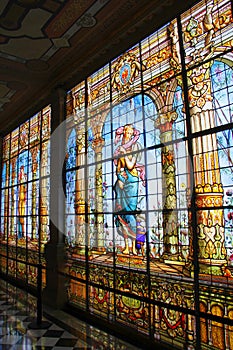 Stained glass window in Chapultepec castle, Mexico city. IV photo