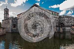 Castillo de la Real Fuerza. Old fortress Castle of the Royal Force with moat with water. Havana, Cuba.