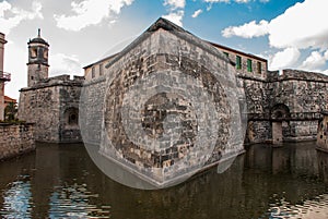 Castillo de la Real Fuerza. Old fortress Castle of the Royal Force with moat with water. Havana, Cuba.