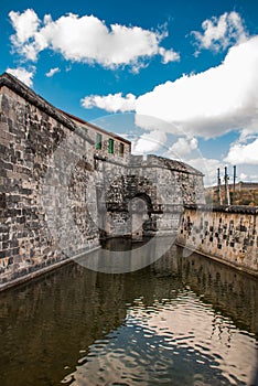 Castillo de la Real Fuerza. Old fortress Castle of the Royal Force with moat with water. Havana, Cuba.