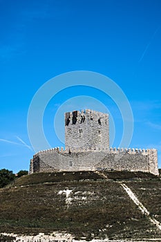 Castillo de Tiedra, in the province of Valladolid Spain. The current castle is a surviving cube of the photo