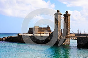 Castillo San Gabriel castle and Puente de las Bolas bridge, Arrecife, Lanzarote. photo