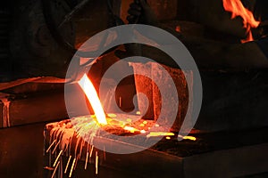 Casting is a manufacturing process in a liquid material is usually poured into a mold.