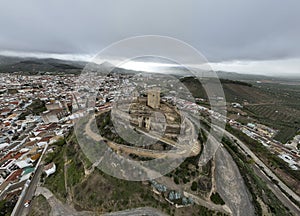 aerial view of the castle of Alcaudete in the province of JaÃ©n, Andalusia photo