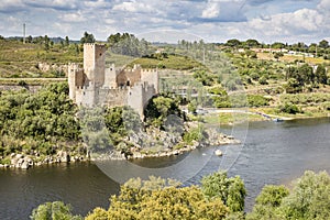 Castle of Almourol in the middle of Tagus River, Vila Nova da Barquinha, district of Santarem, Portugal