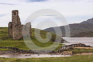 Castle Ardvrech ruins from across the Loch, Scotland.