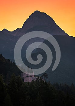 Castle below the Mangart mountain