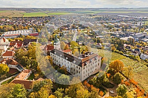 Castle Benatky nad Jizerou, Central Bohemia, Czech republic. Drone shot