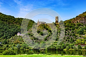 Castle Bischofstein, Burgen, Moselle river, Rhineland-Palatinate, Germany, Europe