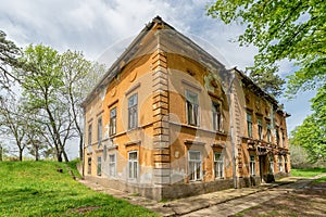 Castle on Biserno Ostrvo Pearl Island in the natural surroundings og a branch of the river, socalled dead Tisa river.