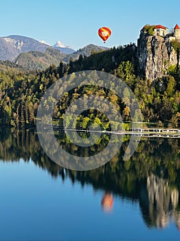 Castle of Bled with Hot Air Balloon