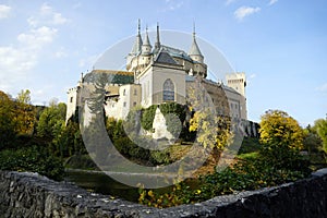 Castle in Bojnice, Slovakia in the autumn of 2019.