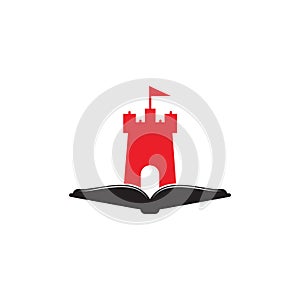 Castle Book Logo Template Design Vector.
