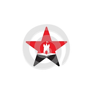 Castle Book star shape concept Logo Template Design