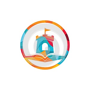 Castle book vector logo design template.