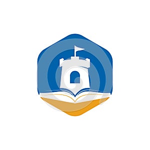 Castle book vector logo design template.