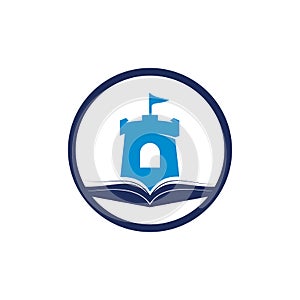 Castle book vector logo design template.