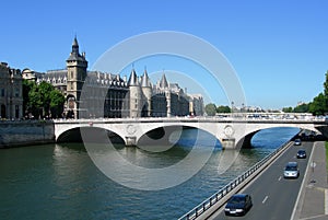 Castle and bridge over Seine in Paris