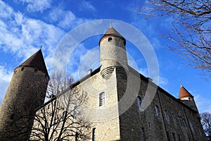 Castle in bulle in gruyere in south switzerland