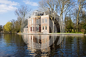 Castle on Canal Olde Rijn, Leiden, Netherlands