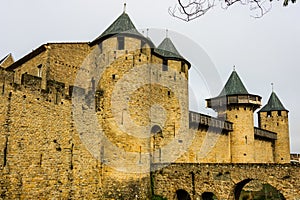 Castle of Carcassonne in France. Impressive medieval fortress