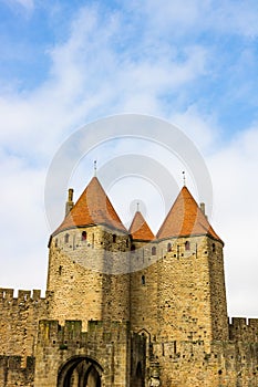 Castle of Carcassonne in France. Impressive medieval fortress