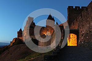 Castle Carcassonne at night