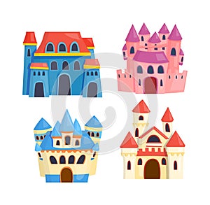 Castle cartoon vector set.