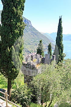 Castle Castello di Vezio tower near Varenna at Lake Como, Lake Como, Lombardy