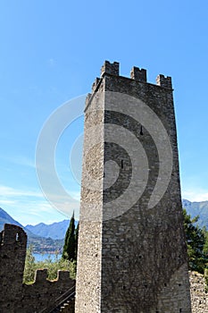 Castle Castello di Vezio tower near Varenna at Lake Como, Lake Como, Lombardy