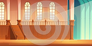 Castle, cathedral hall with balcony cartoon vector