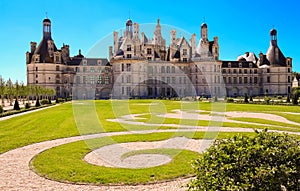 The castle Chambord in the Loire Valley France. Built in 1519-1547.