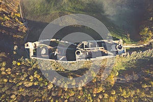 Castle Checiny near Kielce,Poland aerial view