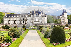 Castle Chenonceau with garden, Loire Valley, France