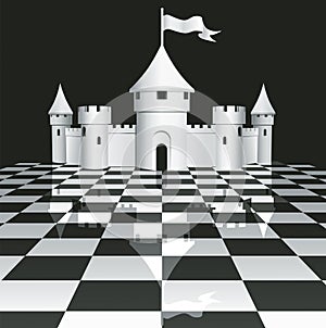 Castle on chessboard photo