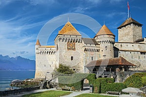 Castle Chillon Chateau de Chillon at Lake Geneva in Montreux, Switzerland