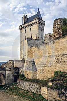 The castle of Chinon, France. clock tower