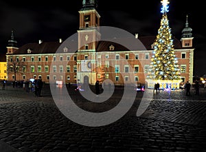 Castle and Christmas tree.