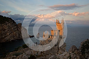 Castle on a cliff in the evening light