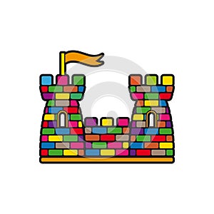 Castle with colorful bricks logo
