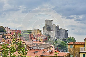 Castle And Colourful Houses of Town Lerici Liguria Italy