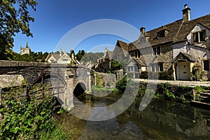 Castle Combe. Picturesque Cotswold village of Castle Combe, England