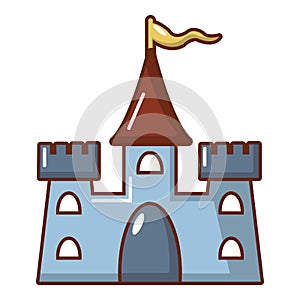 Castle construction icon, cartoon style