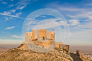 Castle of Consuegra Dated in the 10th century by the Caliphate of Cordoba on Cerro Calderico in Consuegra. December 26, 2018. photo