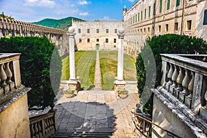 Castle courtyard in the euganean hills area padova province ital