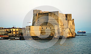 Castle dell Ovo in Naples city panorama