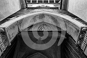 Castle door of Vigevano black and white
