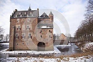 Castle doorwerth in the netherlands in winter on sunny day