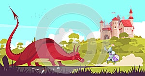 Castle Dragon Knight Illustration