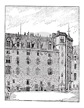 Castle of the Dukes of Brittany, Nantes, Pays de la Loire, France, vintage engraving